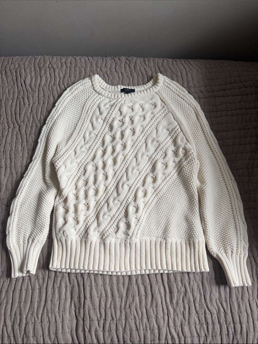 J. Crew Classic Cream Cable Knit Sweater